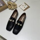 Faux Pearl Square-toe Loafers
