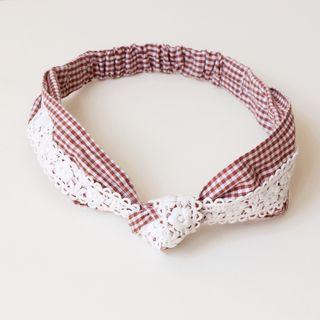 Lace Panel Plaid Fabric Headband