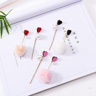 Pompom Rhinestone Hoop Earring