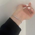Rhinestone Bar Bracelet Silver - One Size