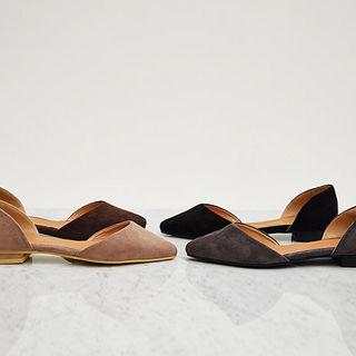 Pointy-toe Faux-suede Dorsay Flats