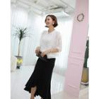 Band-waist Godet-hem Long Skirt