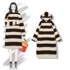 Long-sleeve Striped Hooded Knit Dress