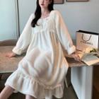 Bell-sleeve Flannel Midi Sleep Dress / Sleeve Top / Lounge Pants / Set