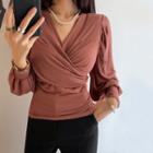 Bishop-sleeve Criss-cross Top