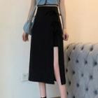 Asymmetrical High-waist Slit Midi Skirt