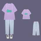 Printed Short-sleeve T-shirt / Cropped Straight-fit Jeans