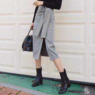 Wrap-detail H-line Midi Skirt