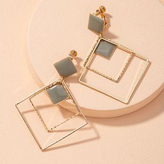 Alloy Square Dangle Earring 1 Pair - Green - One Size