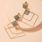 Alloy Square Dangle Earring 1 Pair - Green - One Size