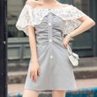 Lace Panel Off-shoulder Mini A-line Dress