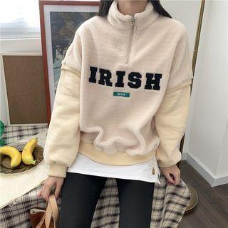 Turtleneck Furry Printed Pullover