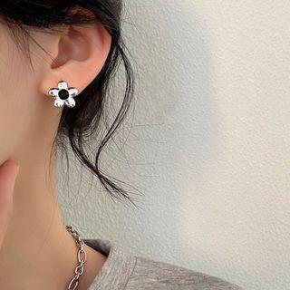 Flower Alloy Earring 1 Pair - Earrings - Flowers - Silver - One Size