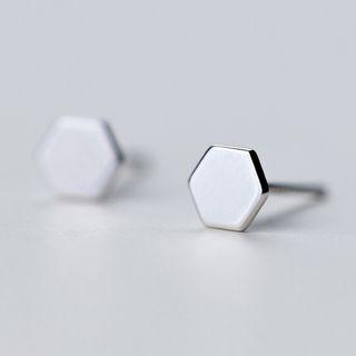 925 Sterling Sliver Hexagon Earrings