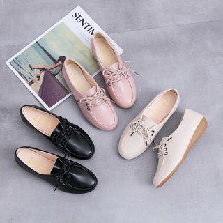 Faux Leather Lace-up Detail Loafers