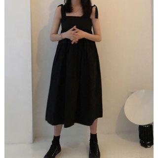 Plaid / Plain A-line Pinafore Dress