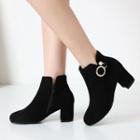 Hoop Accent Chunky Heel Ankle Boots