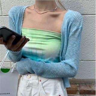 Tie-dye Tube Top / Cropped Cardigan