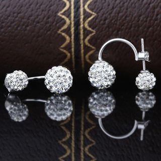 Rhinestone Ear Jacket 1 Pair - Silver - One Size