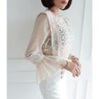Bell-sleeve Laced Sheer Top