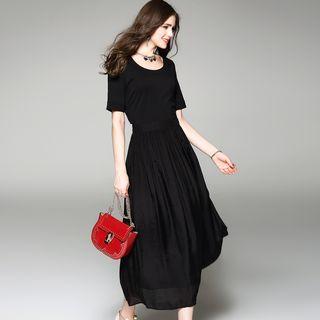 Panel Plain Midi Dress