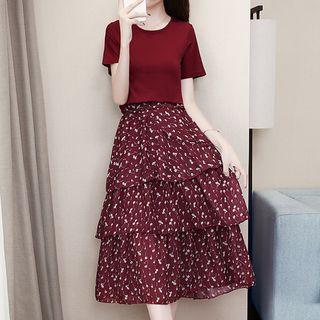 Floral Midi Tiered Skirt