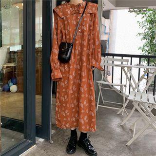 Sailor Collar Leaves Print Dress