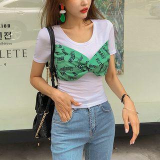 Bralette Overlay Lettered Top