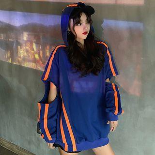 Cut-out Striped Hoodie