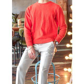 Crew-neck Textured Knit Top