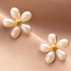 Flower Faux Pearl Sterling Silver Earring