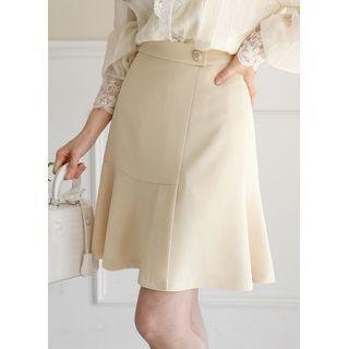 Tab-waist Ruffle-hem Miniskirt