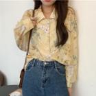 Long-sleeve Floral Print Shirt Floral - Yellow - One Size