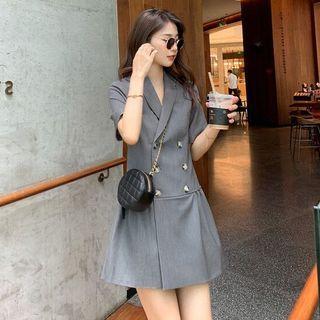 Short-sleeve V-neck Mini Blazer Dress