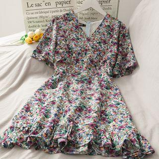 Tie-waist Floral Mini Dress