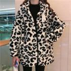 Leopard Print Fleece Jacket As Shown In Figure - One Size