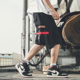 Lettering Strappy Cargo Shorts