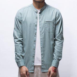Mandarin Collar Plain Shirt
