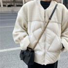 Furry Panel Padded Jacket Off-white - One Size