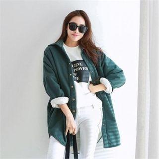 Snap-button Sherpa-fleece Lined Shirt