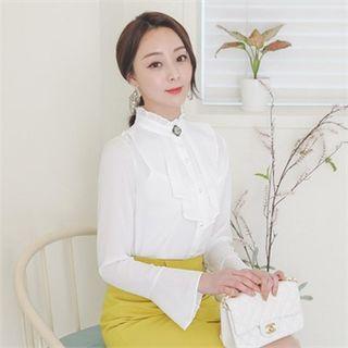 Jabot Chiffon Blouse With Brooch