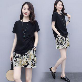 Set: Short-sleeve Drawcord T-shirt + Printed Shorts