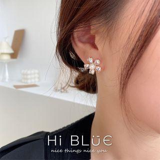 Rhinestone Stud Earring 1 Pair - 1 Pair - 925 Silver - As Shown In Figure - One Size