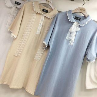 Lace Short-sleeve Polo Dress
