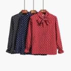 Tie-neckline Dotted Blouse