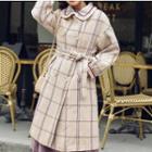 Double-breasted Check Tie-waist Coat