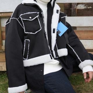 Faux Leather Cropped Zipped Jacket
