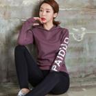 Lettering Hooded Long-sleeve Sports T-shirt