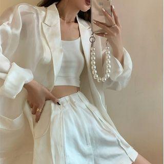 Satin Blazer / Wide-leg Shorts