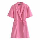 Short-sleeve Belted Mini Dress